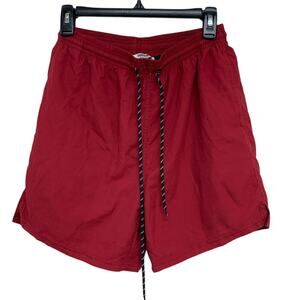 Coofandy Mens Small Red Drawstring Waist Lined Swim Trunks Shorts w Pockets